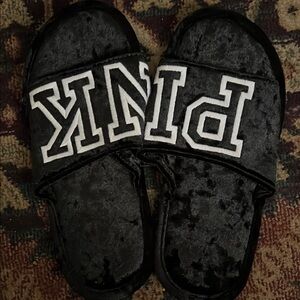 Victoria's Secret PINK Black Slippers.